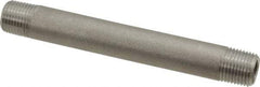 Merit Brass - Schedule 40, 1/8" Pipe x 3" Long, Grade 316/316L Stainless Steel Pipe Nipple - Welded & Threaded - Eagle Tool & Supply