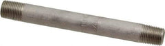 Merit Brass - Schedule 40, 1/8" Pipe x 3-1/2" Long, Grade 316/316L Stainless Steel Pipe Nipple - Welded & Threaded - Eagle Tool & Supply