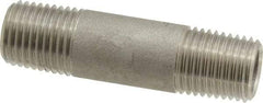 Merit Brass - Schedule 40, 1/4" Pipe x 2" Long, Grade 316/316L Stainless Steel Pipe Nipple - Welded & Threaded - Eagle Tool & Supply