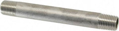 Merit Brass - Schedule 40, 1/4" Pipe x 4" Long, Grade 316/316L Stainless Steel Pipe Nipple - Welded & Threaded - Eagle Tool & Supply