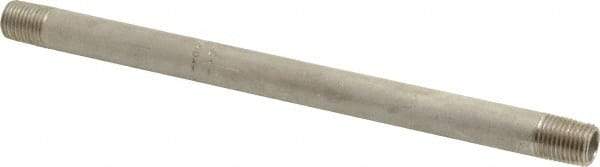 Merit Brass - Schedule 40, 1/4" Pipe x 8" Long, Grade 316/316L Stainless Steel Pipe Nipple - Welded & Threaded - Eagle Tool & Supply