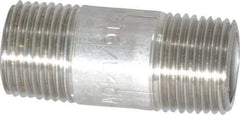 Merit Brass - Schedule 40, 3/8" Pipe x 1-1/2" Long, Grade 316/316L Stainless Steel Pipe Nipple - Welded & Threaded - Eagle Tool & Supply