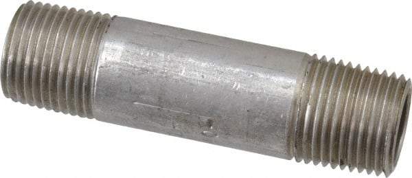 Merit Brass - Schedule 40, 3/8" Pipe x 2-1/2" Long, Grade 316/316L Stainless Steel Pipe Nipple - Welded & Threaded - Eagle Tool & Supply