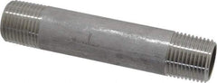 Merit Brass - Schedule 40, 1/2" Pipe x 4" Long, Grade 316/316L Stainless Steel Pipe Nipple - Welded & Threaded - Eagle Tool & Supply