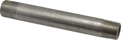 Merit Brass - Schedule 40, 1/2" Pipe x 5-1/2" Long, Grade 316/316L Stainless Steel Pipe Nipple - Welded & Threaded - Eagle Tool & Supply