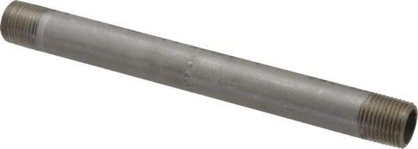 Merit Brass - Schedule 40, 1/2" Pipe x 8" Long, Grade 316/316L Stainless Steel Pipe Nipple - Welded & Threaded - Eagle Tool & Supply