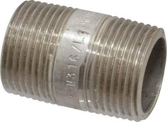 Merit Brass - Schedule 40, 3/4" Pipe x 1-1/2" Long, Grade 316/316L Stainless Steel Pipe Nipple - Welded & Threaded - Eagle Tool & Supply