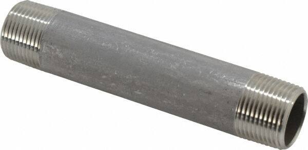 Merit Brass - Schedule 40, 3/4" Pipe x 5" Long, Grade 316/316L Stainless Steel Pipe Nipple - Welded & Threaded - Eagle Tool & Supply