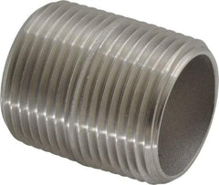 Merit Brass - Schedule 40, 1" Pipe x 1-1/2" Long, Grade 316/316L Stainless Steel Pipe Nipple - Welded & Threaded - Eagle Tool & Supply