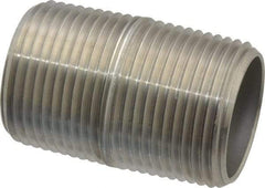 Merit Brass - Schedule 40, 1" Pipe x 2" Long, Grade 316/316L Stainless Steel Pipe Nipple - Welded & Threaded - Eagle Tool & Supply