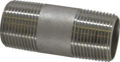 Merit Brass - Schedule 40, 1" Pipe x 3" Long, Grade 316/316L Stainless Steel Pipe Nipple - Welded & Threaded - Eagle Tool & Supply