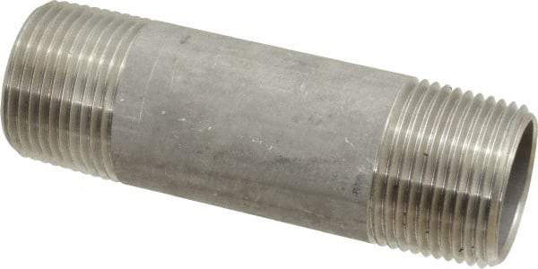 Merit Brass - Schedule 40, 1" Pipe x 4" Long, Grade 316/316L Stainless Steel Pipe Nipple - Welded & Threaded - Eagle Tool & Supply