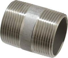 Merit Brass - Schedule 40, 1-1/4" Pipe x 2" Long, Grade 316/316L Stainless Steel Pipe Nipple - Welded & Threaded - Eagle Tool & Supply