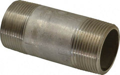 Merit Brass - Schedule 40, 1-1/4" Pipe x 3-1/2" Long, Grade 316/316L Stainless Steel Pipe Nipple - Welded & Threaded - Eagle Tool & Supply