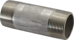 Merit Brass - Schedule 40, 1-1/4" Pipe x 4" Long, Grade 316/316L Stainless Steel Pipe Nipple - Welded & Threaded - Eagle Tool & Supply