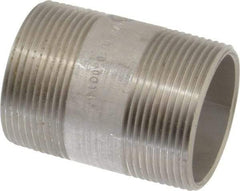 Merit Brass - Schedule 40, 1-1/2" Pipe x 2-1/2" Long, Grade 316/316L Stainless Steel Pipe Nipple - Welded & Threaded - Eagle Tool & Supply