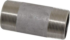 Merit Brass - Schedule 40, 1-1/2" Pipe x 4" Long, Grade 316/316L Stainless Steel Pipe Nipple - Welded & Threaded - Eagle Tool & Supply