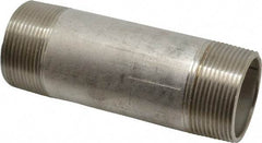 Merit Brass - Schedule 40, 1-1/2" Pipe x 5" Long, Grade 316/316L Stainless Steel Pipe Nipple - Welded & Threaded - Eagle Tool & Supply