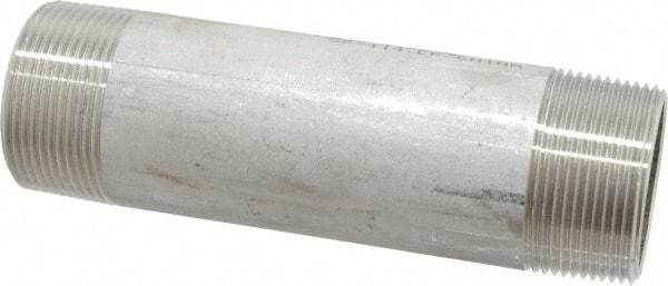 Merit Brass - Schedule 40, 1-1/2" Pipe x 6" Long, Grade 316/316L Stainless Steel Pipe Nipple - Welded & Threaded - Eagle Tool & Supply