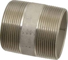 Merit Brass - Schedule 40, 2" Pipe x 2-1/2" Long, Grade 316/316L Stainless Steel Pipe Nipple - Welded & Threaded - Eagle Tool & Supply