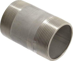 Merit Brass - Schedule 40, 2" Pipe x 3-1/2" Long, Grade 316/316L Stainless Steel Pipe Nipple - Welded & Threaded - Eagle Tool & Supply