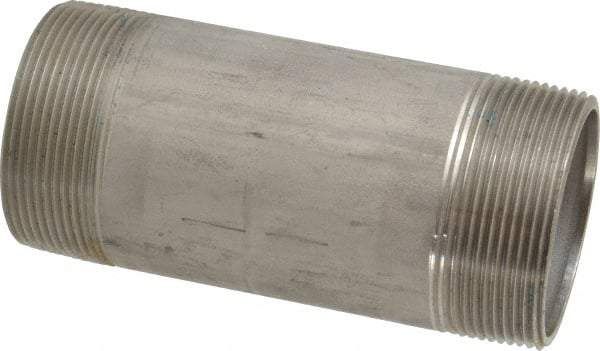 Merit Brass - Schedule 40, 2" Pipe x 5" Long, Grade 316/316L Stainless Steel Pipe Nipple - Welded & Threaded - Eagle Tool & Supply