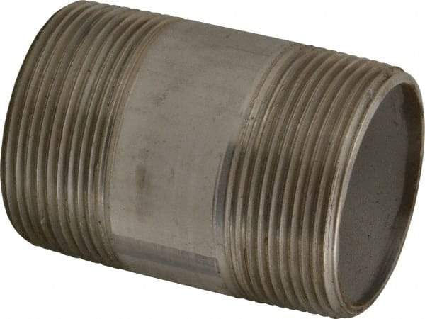 Merit Brass - Schedule 40, 2-1/2" Pipe x 4" Long, Grade 316/316L Stainless Steel Pipe Nipple - Welded & Threaded - Eagle Tool & Supply