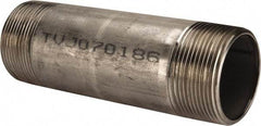 Merit Brass - Schedule 40, 2-1/2" Pipe x 8" Long, Grade 316/316L Stainless Steel Pipe Nipple - Welded & Threaded - Eagle Tool & Supply