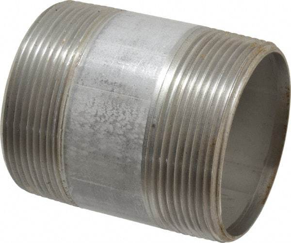 Merit Brass - Schedule 40, 3" Pipe x 4" Long, Grade 316/316L Stainless Steel Pipe Nipple - Welded & Threaded - Eagle Tool & Supply