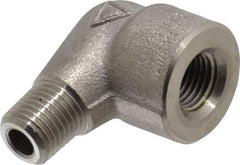 Merit Brass - 1/4" Grade 316/316L Stainless Steel Pipe 90° Street Elbow - FNPT x MNPT End Connections, 3,000 psi - Eagle Tool & Supply