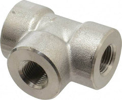 Merit Brass - 3/8" Grade 316/316L Stainless Steel Pipe Tee - FNPT x FNPT x FNPT End Connections, 3,000 psi - Eagle Tool & Supply