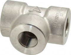 Value Collection - 1/2" Grade 316/316L Stainless Steel Pipe Tee - FNPT x FNPT x FNPT End Connections, 3,000 psi - Eagle Tool & Supply