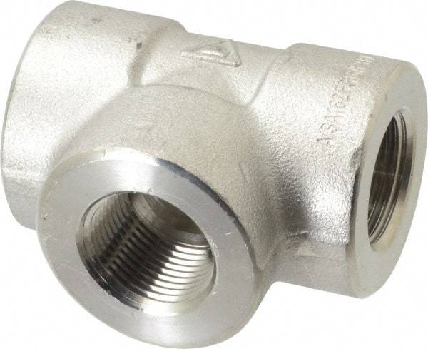 Value Collection - 1" Grade 316/316L Stainless Steel Pipe Tee - FNPT x FNPT x FNPT End Connections, 3,000 psi - Eagle Tool & Supply