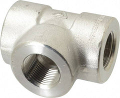 Value Collection - 1" Grade 316/316L Stainless Steel Pipe Tee - FNPT x FNPT x FNPT End Connections, 3,000 psi - Eagle Tool & Supply