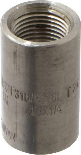 Merit Brass - 3/8 x 1/4" Grade 316/316L Stainless Steel Pipe Reducer Coupling - FNPT x FNPT End Connections, 3,000 psi - Eagle Tool & Supply