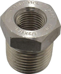 Merit Brass - 1/2" Grade 316/316L Stainless Steel Pipe Hex Bushing - MNPT x FNPT End Connections, 3,000 psi - Eagle Tool & Supply