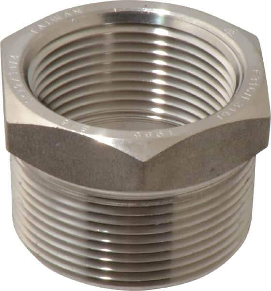 Merit Brass - 1-1/2" Grade 316/316L Stainless Steel Pipe Hex Bushing - MNPT x FNPT End Connections, 3,000 psi - Eagle Tool & Supply