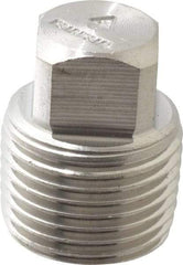 Merit Brass - 3/8" Grade 316/316L Stainless Steel Pipe Square Head Plug - MNPT End Connections, 3,000 psi - Eagle Tool & Supply