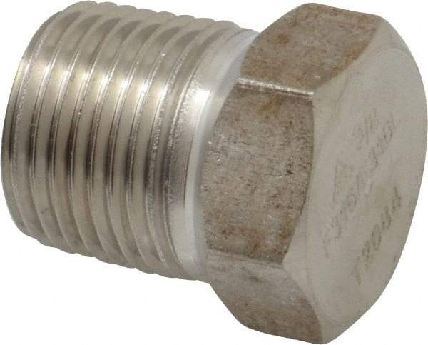 Merit Brass - 3/8" Grade 316/316L Stainless Steel Pipe Hex Head Plug - MNPT End Connections, 3,000 psi - Eagle Tool & Supply