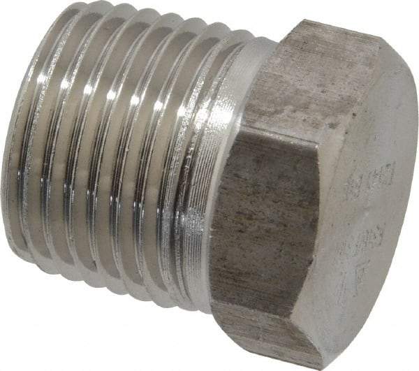 Merit Brass - 1/2" Grade 316/316L Stainless Steel Pipe Hex Head Plug - MNPT End Connections, 3,000 psi - Eagle Tool & Supply