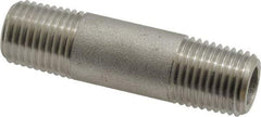 Merit Brass - Schedule 80, 1/4" Pipe x 2" Long, Grade 316/316L Stainless Steel Pipe Nipple - Seamless & Threaded - Eagle Tool & Supply