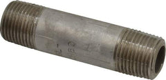 Merit Brass - Schedule 80, 3/8" Pipe x 2-1/2" Long, Grade 316/316L Stainless Steel Pipe Nipple - Seamless & Threaded - Eagle Tool & Supply