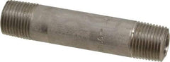 Merit Brass - Schedule 80, 3/8" Pipe x 3" Long, Grade 316/316L Stainless Steel Pipe Nipple - Seamless & Threaded - Eagle Tool & Supply