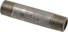 Merit Brass - Schedule 80, 1/2" Pipe x 3-1/2" Long, Grade 316/316L Stainless Steel Pipe Nipple - Seamless & Threaded - Eagle Tool & Supply