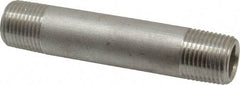 Merit Brass - Schedule 80, 1/2" Pipe x 4" Long, Grade 316/316L Stainless Steel Pipe Nipple - Seamless & Threaded - Eagle Tool & Supply