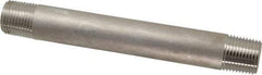 Merit Brass - Schedule 80, 1/2" Pipe x 6" Long, Grade 316/316L Stainless Steel Pipe Nipple - Seamless & Threaded - Eagle Tool & Supply