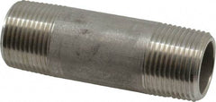 Merit Brass - Schedule 80, 3/4" Pipe x 3" Long, Grade 316/316L Stainless Steel Pipe Nipple - Seamless & Threaded - Eagle Tool & Supply