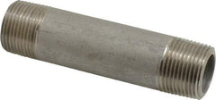 Merit Brass - Schedule 80, 3/4" Pipe x 4" Long, Grade 316/316L Stainless Steel Pipe Nipple - Seamless & Threaded - Eagle Tool & Supply