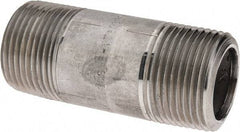 Merit Brass - Schedule 80, 1" Pipe x 3" Long, Grade 316/316L Stainless Steel Pipe Nipple - Seamless & Threaded - Eagle Tool & Supply