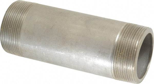 Merit Brass - Schedule 80, 2" Pipe x 6" Long, Grade 316/316L Stainless Steel Pipe Nipple - Seamless & Threaded - Eagle Tool & Supply